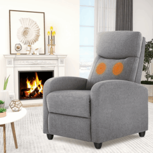 fcj modern lounge chair with extendable design massage feature wood and metal frame