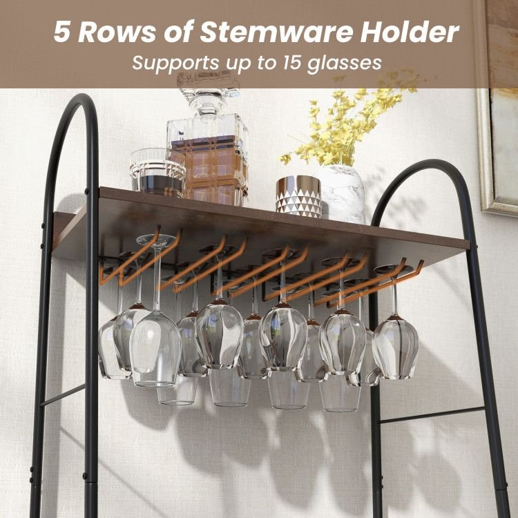 baker's rack with detachable wine rack and 5 rows of stemware holder wine rack and stemware storage solution
