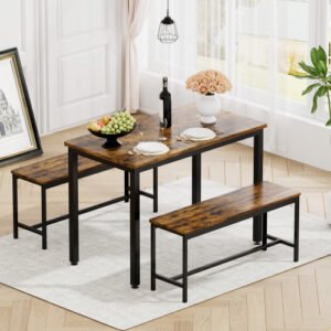 modern antique dining table set foldable bar with 2 dining table benches mdf wood furniture for home farmhouse use living room