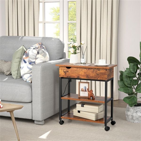 adjustable bedside table with charging capability and wheels convenient computer desk