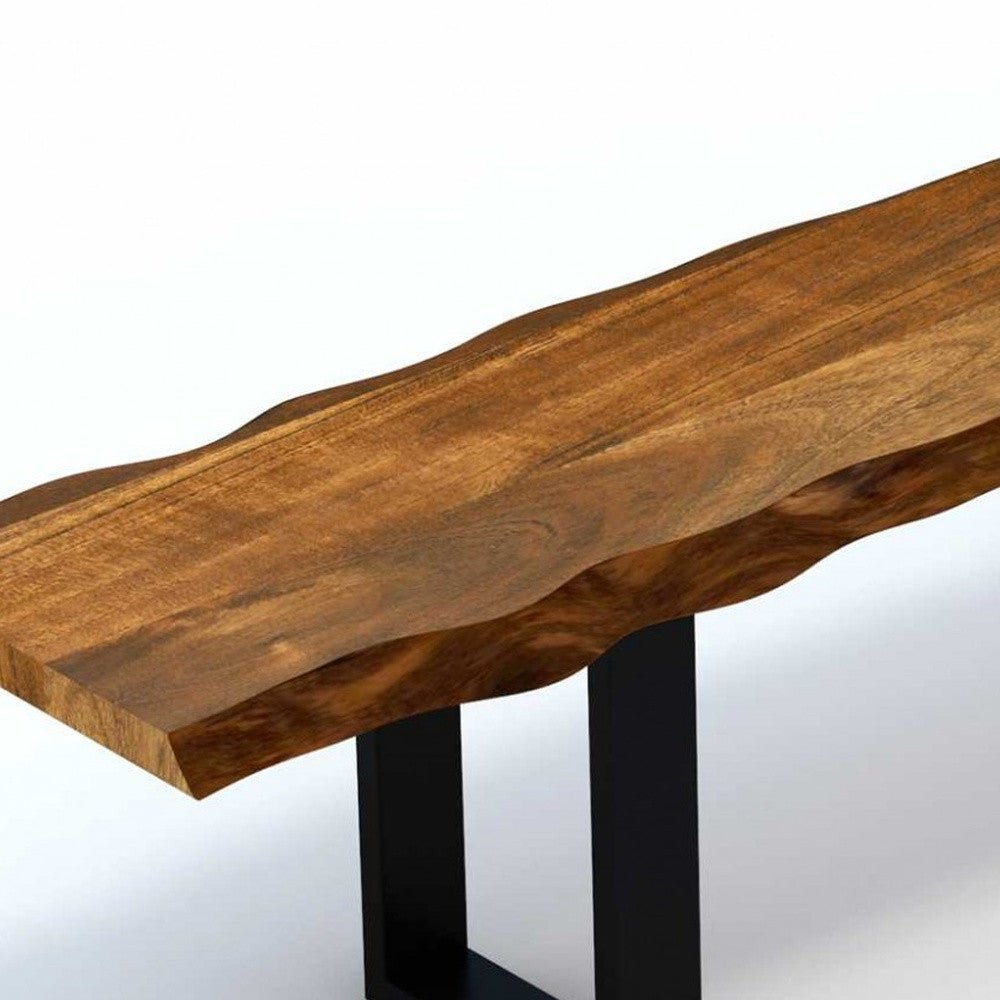 hms 68 live edge solid wood dining bench in brown and black elegant dining room furniture