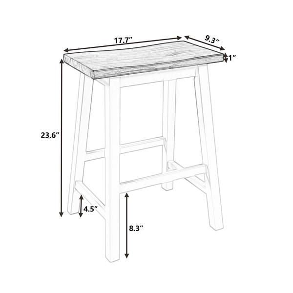 farmhouse rustic walnut wood 2 piece counter height kitchen dining stools for small spaces for the dining room