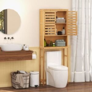 adjustable bamboo over the toilet storage cabinet bathroom furniture with stylish design