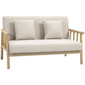 48" beige loveseat sofa small 2 seater with pillows upholstered living room couch for spaces