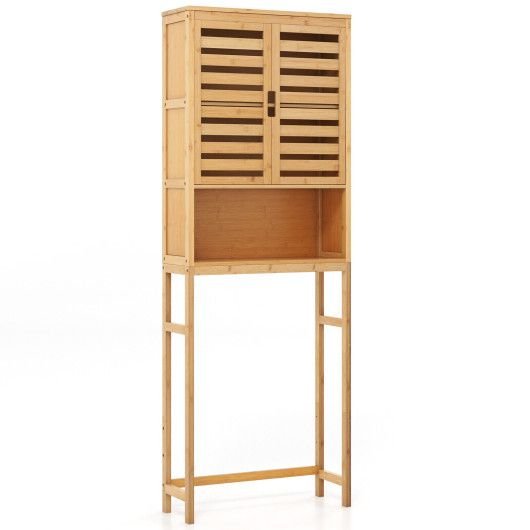 adjustable bamboo over the toilet storage cabinet bathroom furniture with stylish design