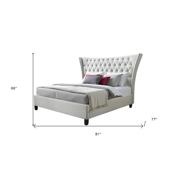 hms beige king size diamond button tufted bed frame luxurious soft upholstered bedroom furniture for home use