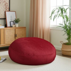 hms 72" cinnabar microsuede bean bag chair modern home furniture foldable living room set with foam fill fabric upholstery