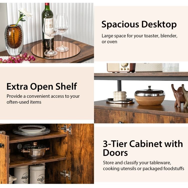 2 door living room buffet cabinet with shelves and cable management holes