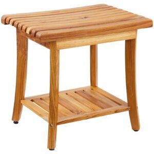 20 x 14.3 x 17.9 in teak wood shower bench bathroom furniture wood shower stool chair for bathrooms