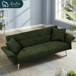 70.1" modern design futon sofa bed convertible double extendable armrests free shipping usa warehouse dining bedroom hotel use