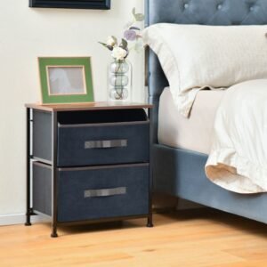 20 inch industrial nightstand with 2 pull out fabric drawers nightstands product