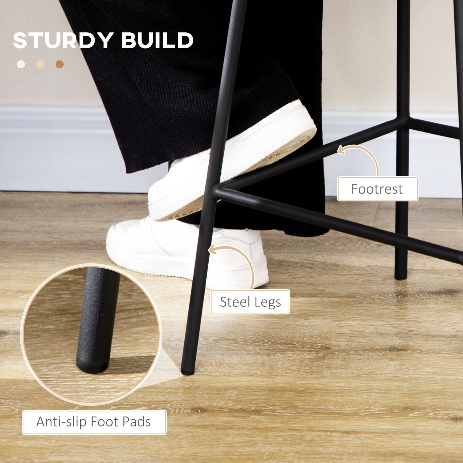 set of 2 stylish durable rattan wicker counter stools with steel frame footrest stools & ottomans