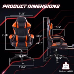 ergonomic pu leather gaming chair footrest reclining gamer office chair comfortable computer chair lumbar support for heavy