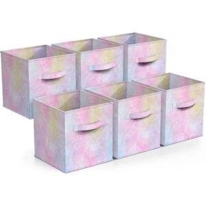 fabric storage cubes 6 foldable tie dye storage bins for organizing cubbies, toy box clothes storage & closet organizer