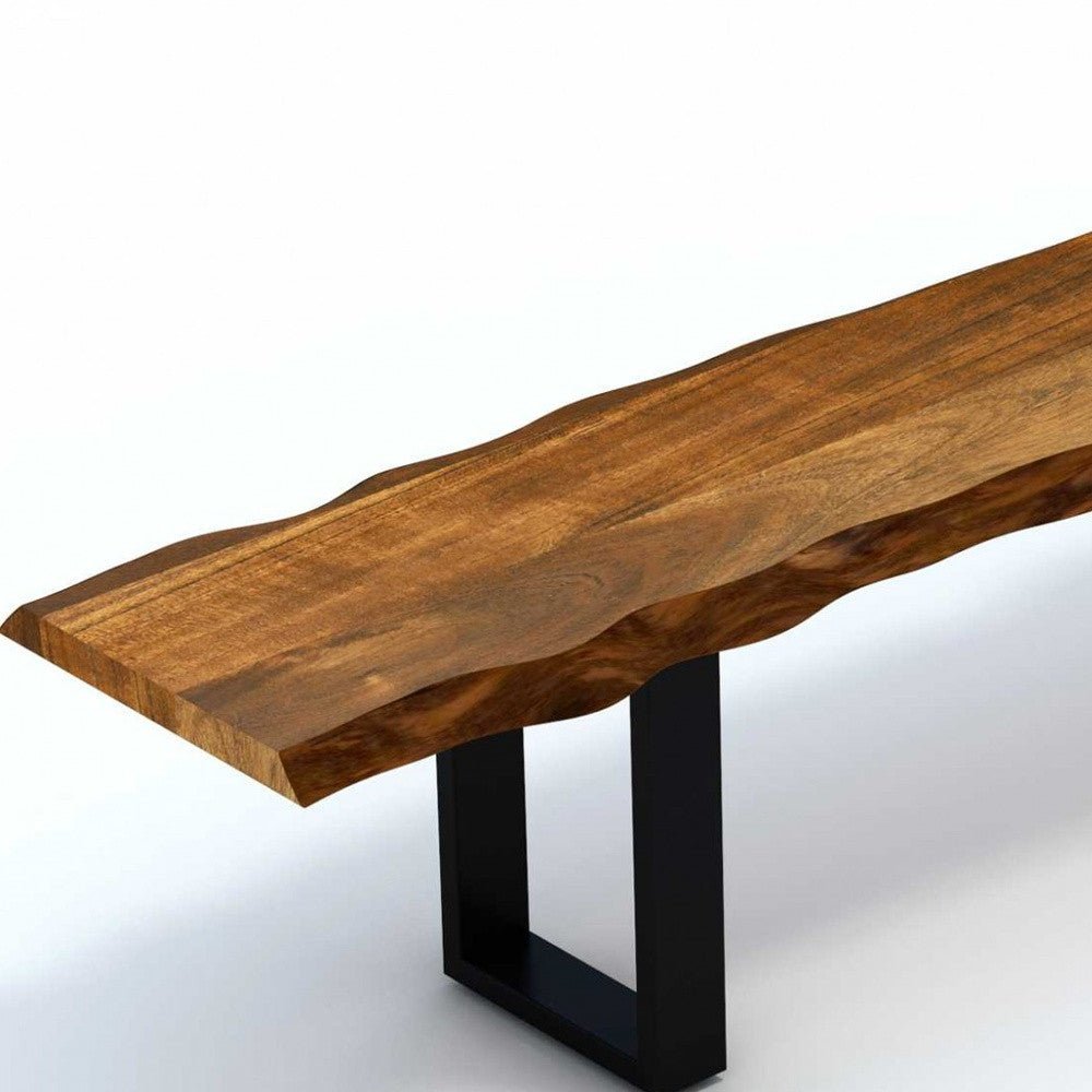 hms 68 live edge solid wood dining bench in brown and black elegant dining room furniture