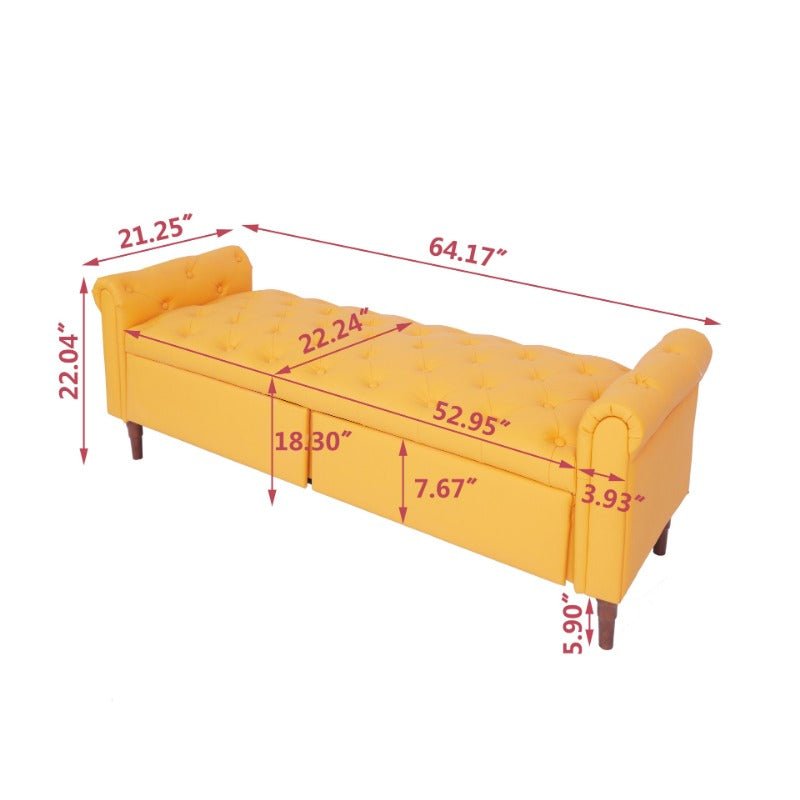 2081 pu leather storage sofa stool orange