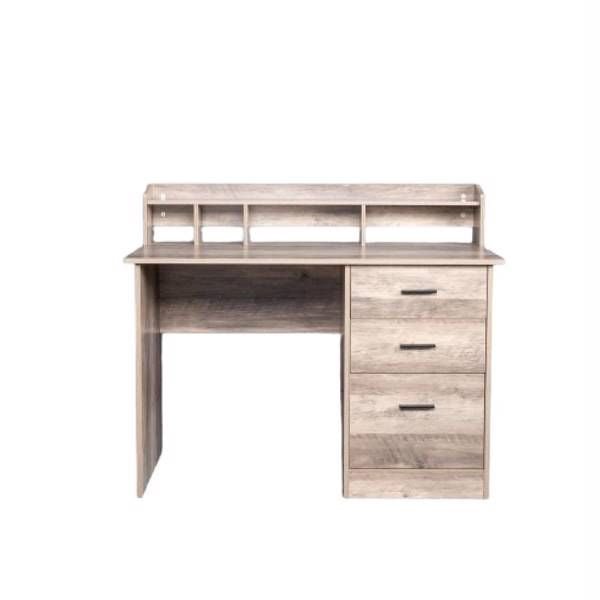 gray embossed particleboard computer desk three drawers 110*50*95cm triamine laminated desktop for hanging letter size documents