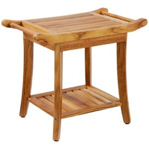 22 x 14.4 x 18.5 in teak wood shower bench bathroom furniture wood shower stool chair for bathrooms