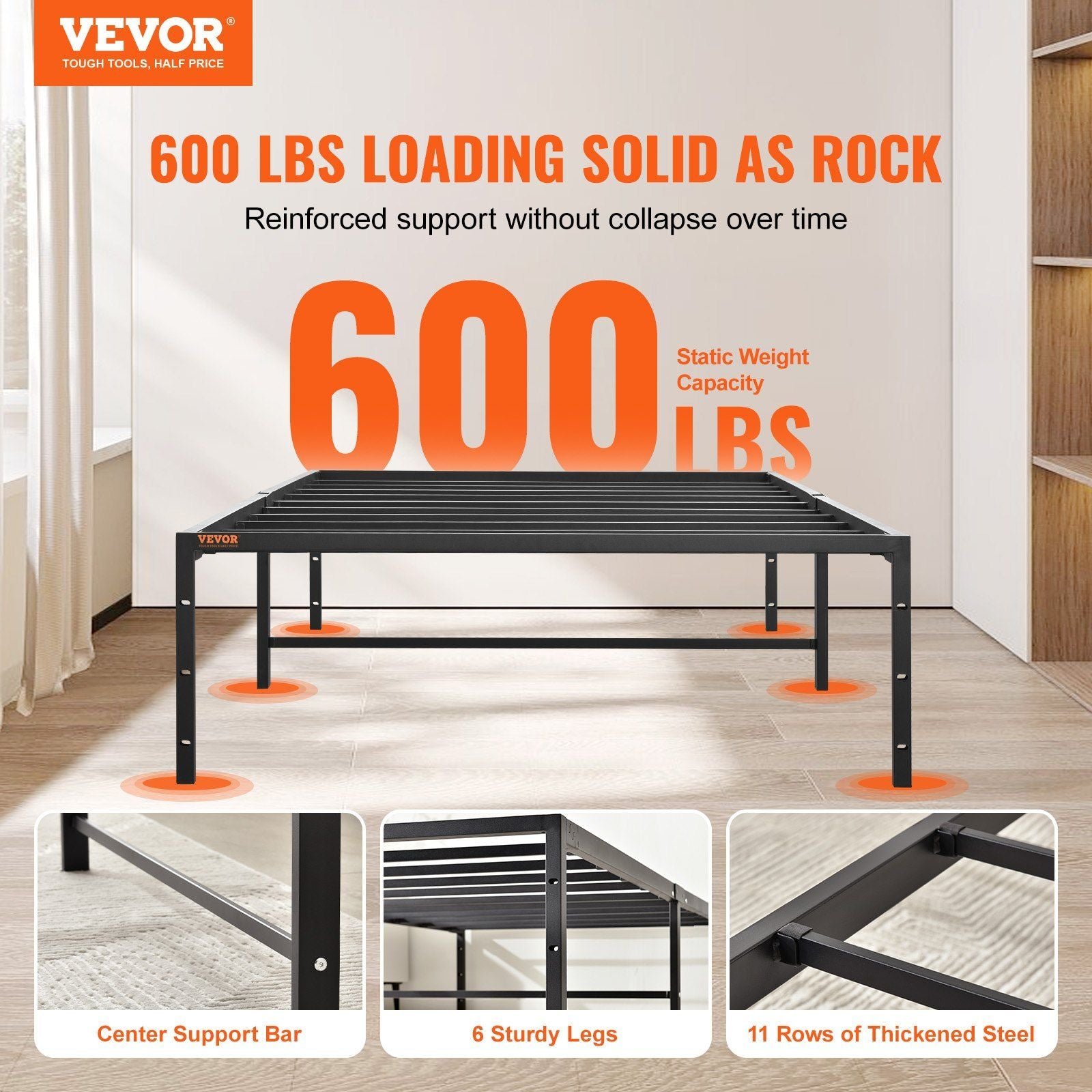 14 inch twin metal bed frame platform no box spring needed easy assembly noise free embedded mattress foundation steel slat