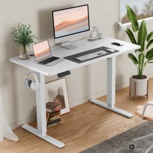 fcj ergonomic height adjustable computer desk comfortable standing or seated workstation