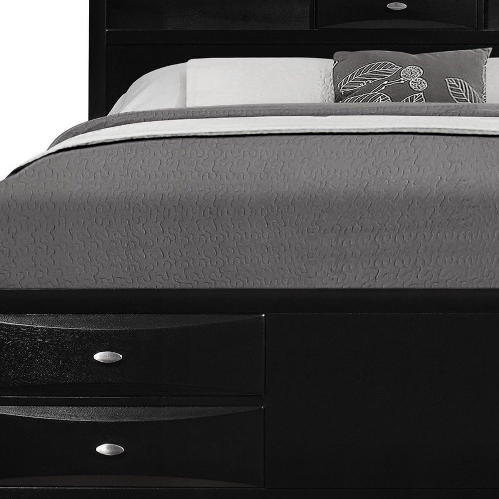 hms solid wood eight drawer bed in full black bedroom sets product