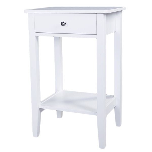 white two layer bedside table and coffee table with drawer nightstands