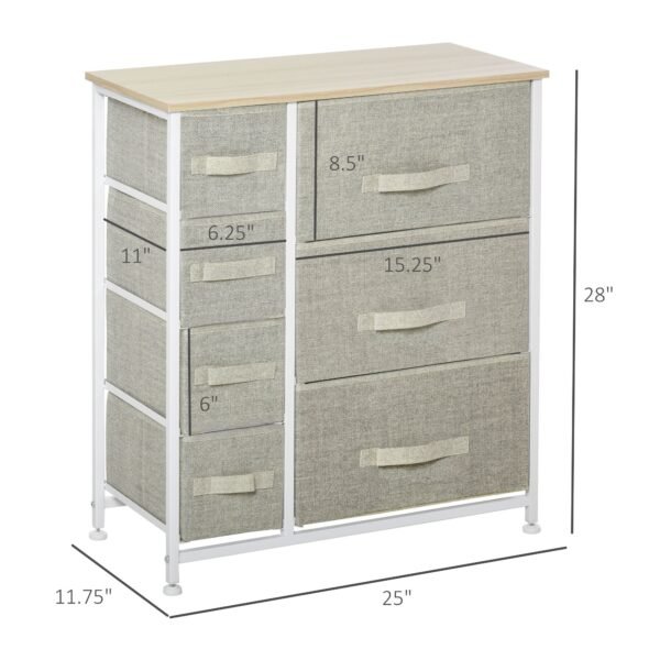 7 drawer gray fabric dresser with easy pull bins metal frame for convenient bedroom storage