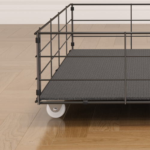 fcj full size king size platform bed frame with led soft wings headboard design 4 under bed portable storage drawers
