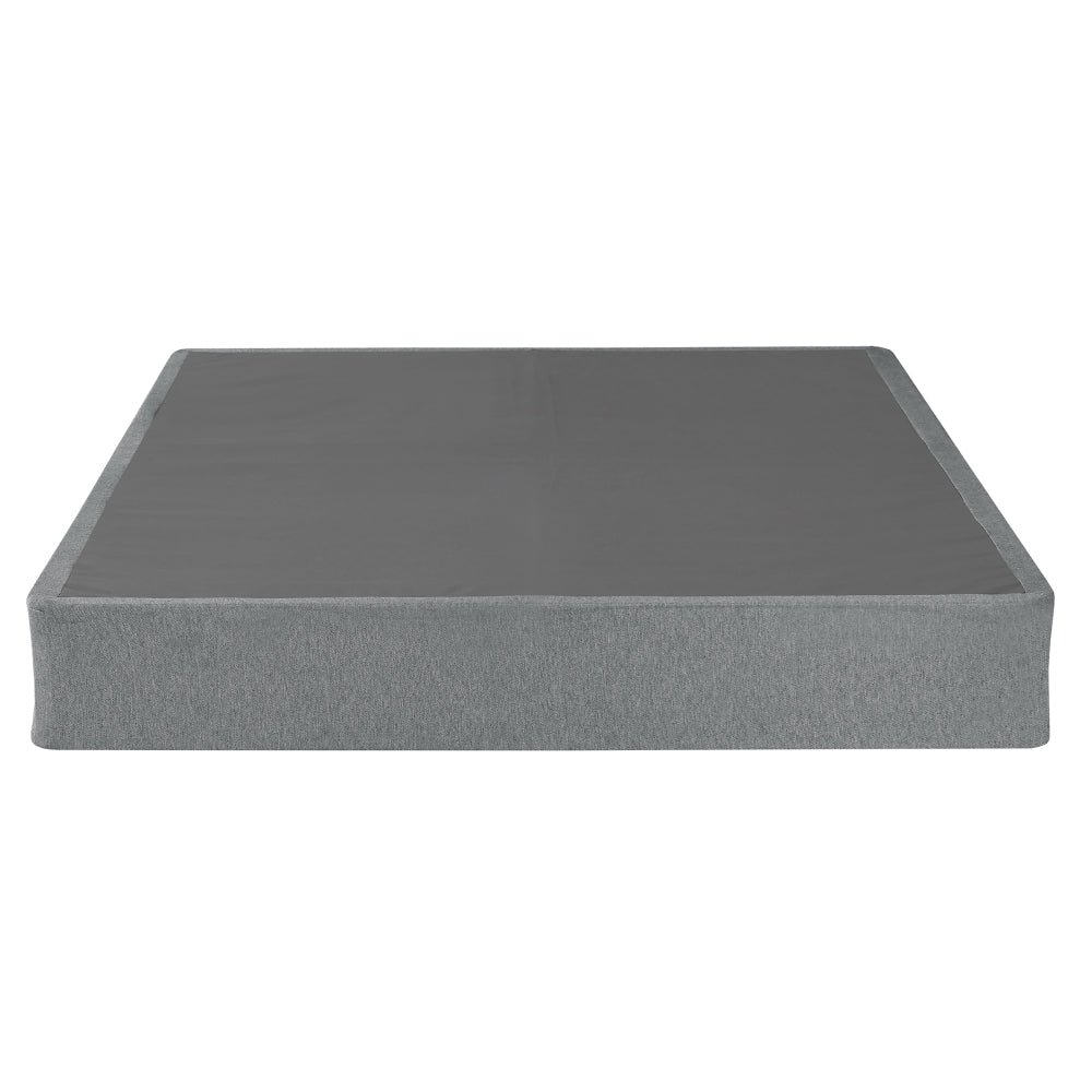 9 in. foldable metal bed base, king size mattress bed box spring foundation, grey