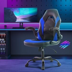 fcj swivel computer gaming chair ergonomic office chair pu leather lumbar support adjustable height metal nylon massage