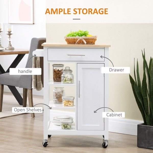 compact white as kitchen island cart on wheels rolling utility trolley for kitchen easy to move storage solution