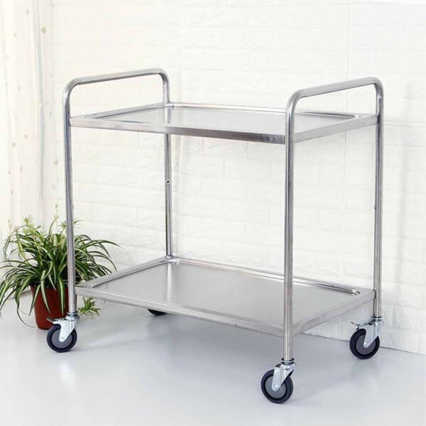 2x 2 tier 86x54x94cm stainless steel large round food cart trolley kitchen islands & carts utility