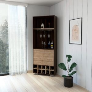 bahamas double door bar cabinet with ten built in wine racks and two shelves including one interior shelf