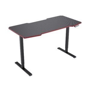 electric whole piece adjustable height home office computer workstation black frame and top sit stand desk