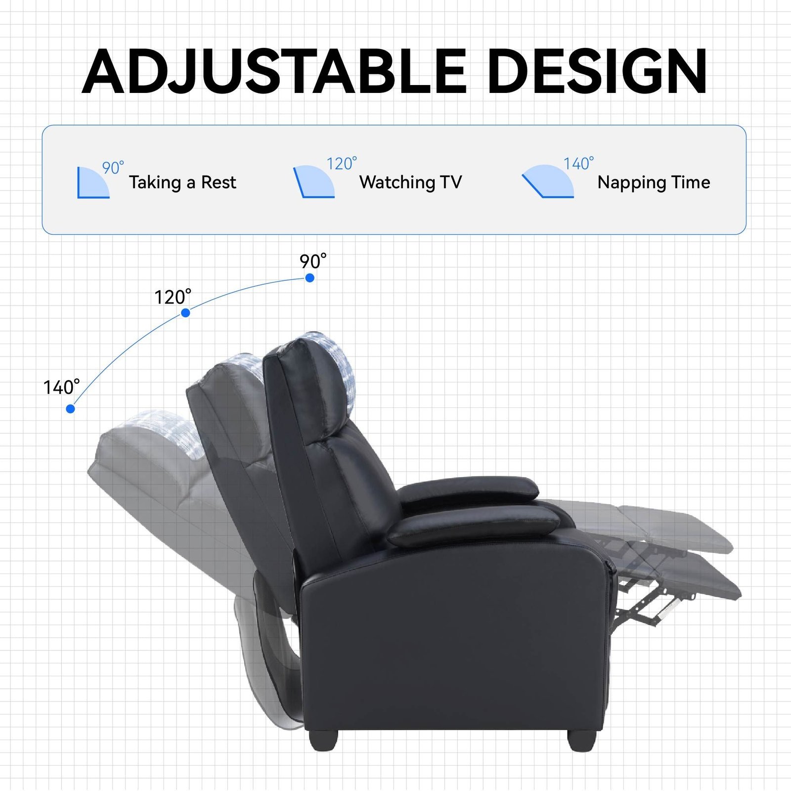 classic traditional manual recliner chair comfortable black single sofa for living room with arms and back