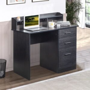 fch black wood grain computer desk 110*50*95cm particleboard paste triamine three drawers desktop storage layer computer desk