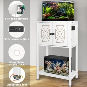 5 10 gallon fish tank stand, double reptile terrarium stand 20.5" l* 11" w tabletop, white
