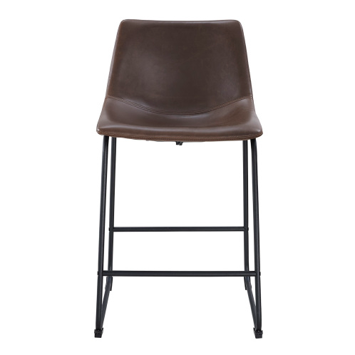 fcj industrial set of 2 brown faux leather counter stools for dining room industrial style furniture