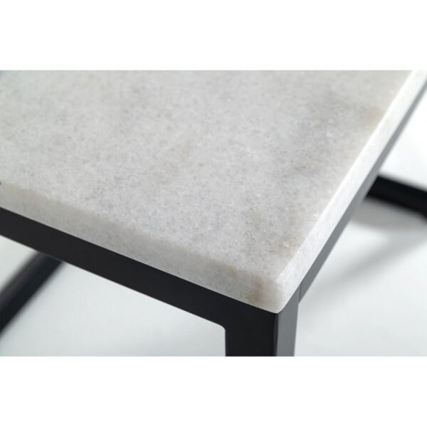 15" hms black and white stone and metal square end table for living room furniture