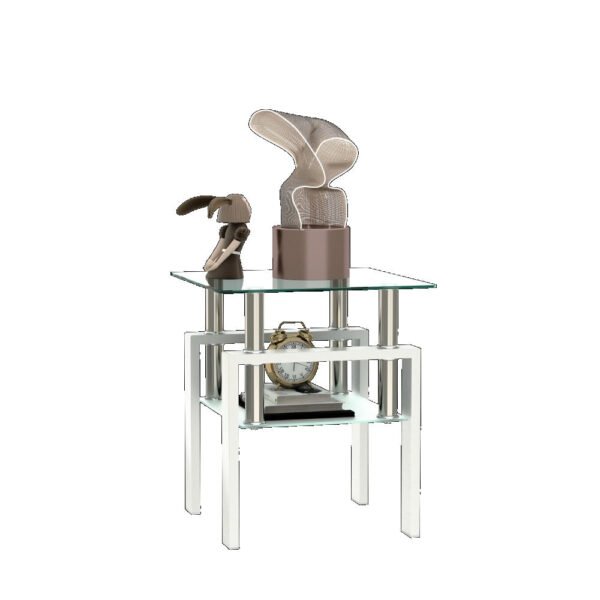 1 piece modern tempered glass tea table coffee table end table, square table for living room, transparent/white