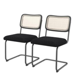 set of 4 gray leather dining chairs with high density sponge rattan chair for dining & living room bedroom