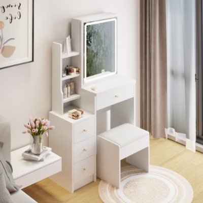 29.2 small space left bedside cabinet high capacity led mirror vanity table cushioned stool large sliding touch makeup vanities
