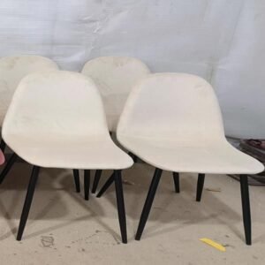 4 piece modern accent dining chairs set beige velvet fabric spoon shape seat black metal legs kitchen side chairs for dining