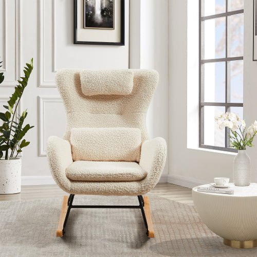 fcj modern nursery rocking chair with high backrest comfortable recliner