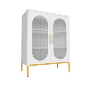 2 door fluted glass living room cabinet