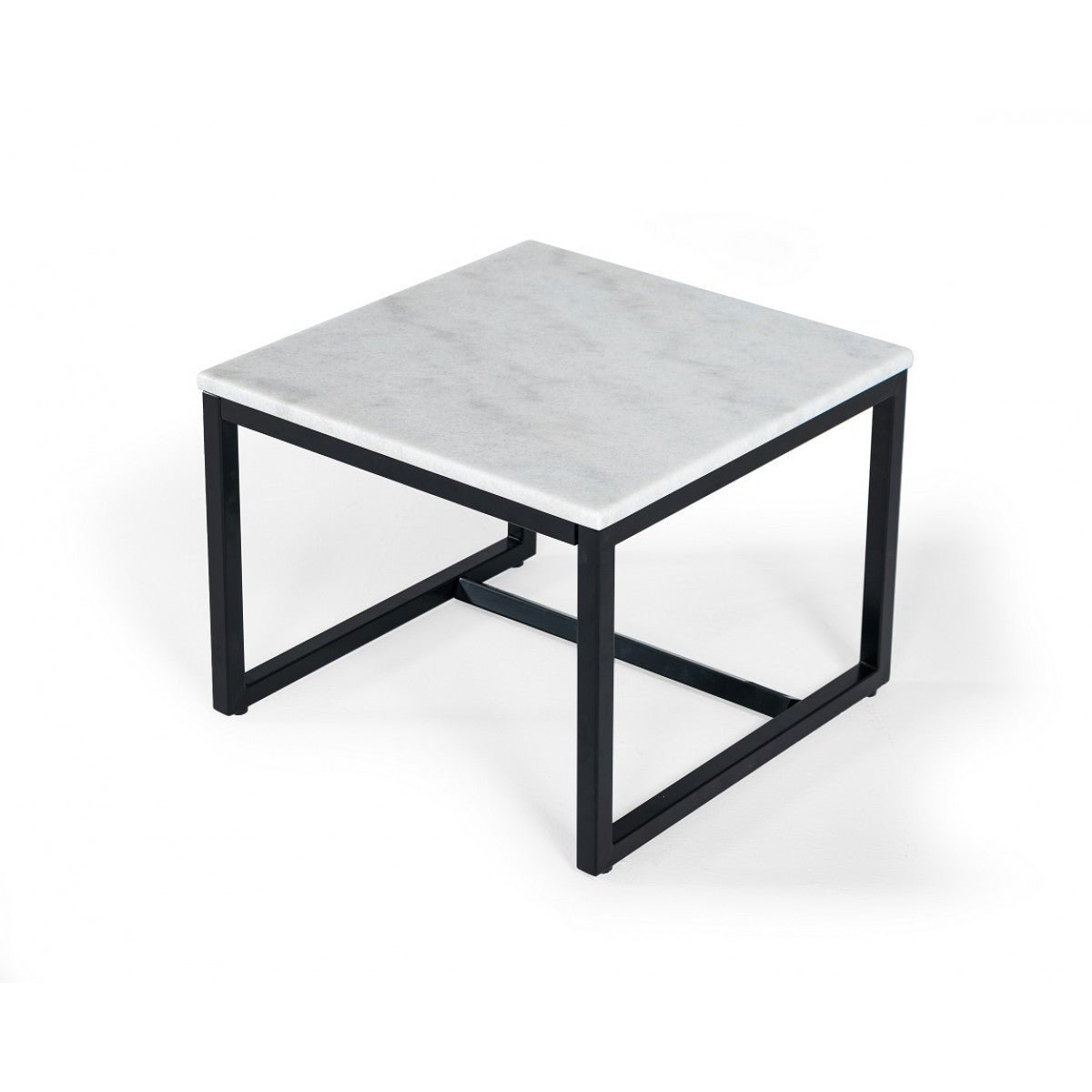 15" hms black and white stone and metal square end table for living room furniture