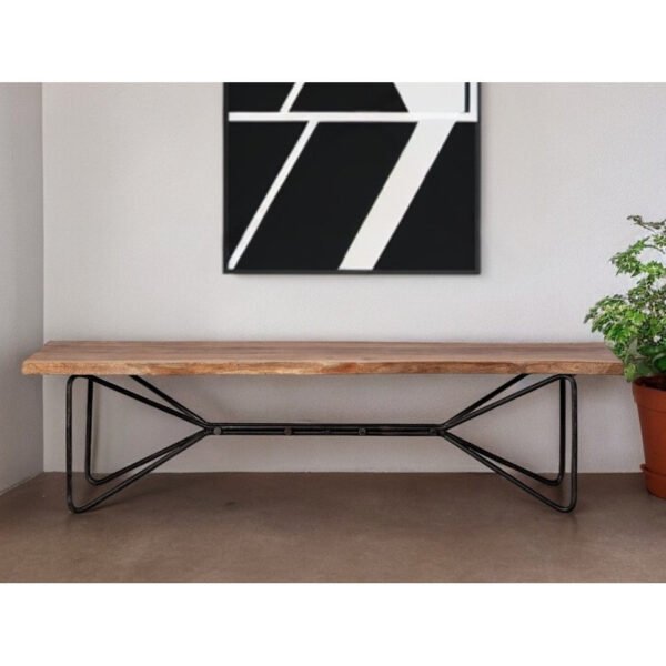 hms 66 live edge solid wood dining bench in brown and black distressed finish add rustic charm to your dining room