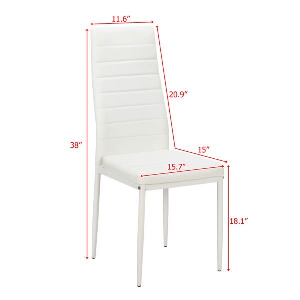 4pcs elegant white dining chairs with high backrest assembled stripping texture alternate code 86358020