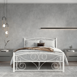 fcj full size metal bed frame with unique flower design sturdy system headboard and footboard
