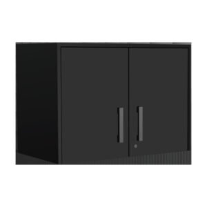 hms 28" black wall mounted accent kitchen cabinet with six shelves and three drawers